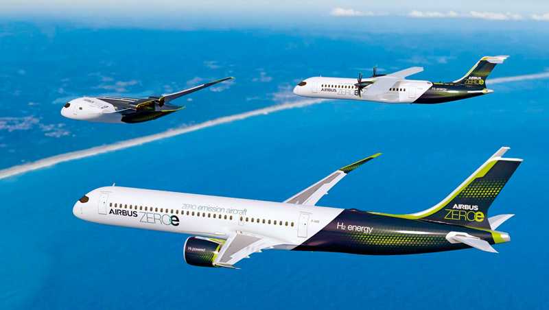 航空業減排壓力增加,空中巴士發表涵蓋長、短途航程的氫動力概念機,展現想要用替代燃料全面取代燃煤的野心。 航空業減排壓力增加,空中巴士發表涵蓋長、短途航程的氫動力概念機,展現想要用替代燃料全面取代燃煤的野心。