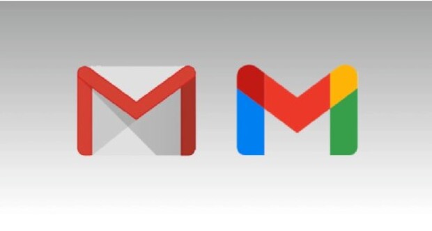 左為Gmail舊logo，右為Gmail新logo