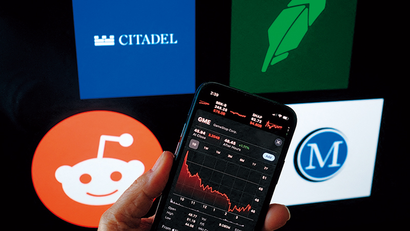 美國散戶聚集在社群平台Reddit上討論,和大型對沖基金Citadel及MelvinCapital對作,推升GameStop等低價水餃股的股價。 美國散戶聚集在社群平台Reddit上討論,和大型對沖基金Citadel及MelvinCapital對作,推升GameStop等低價水餃股的股價。