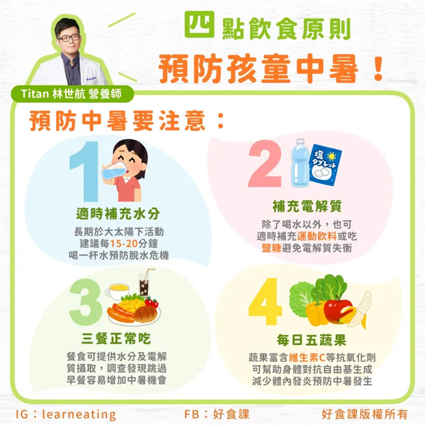預防孩童中暑的4關鍵。