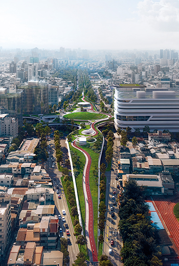 在城市屋頂漫步與野餐！把車站、圖書館、商家搬到草地下