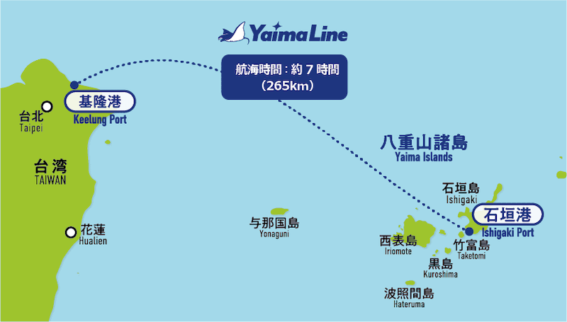 Yaima Line基隆石垣島航線圖
