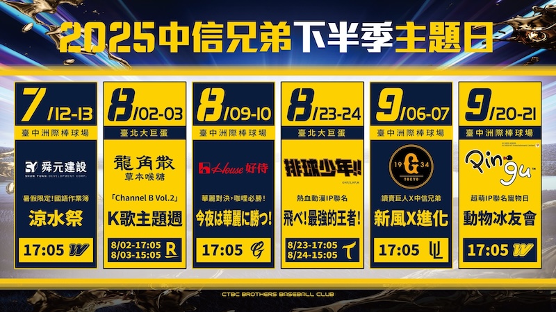中信兄弟2025下半季主題日