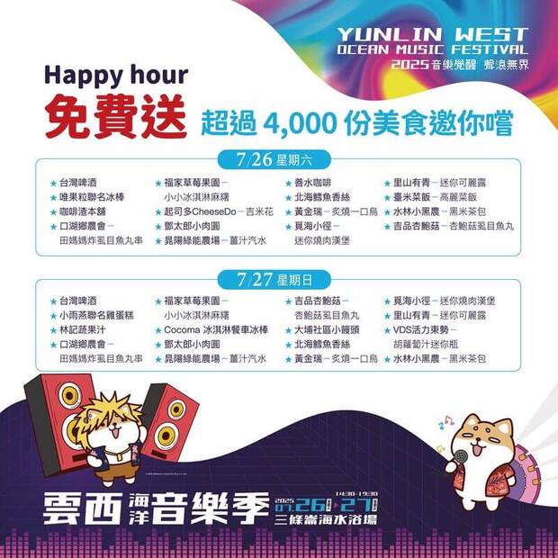 2025雲西海洋音樂季Happy Hour美食