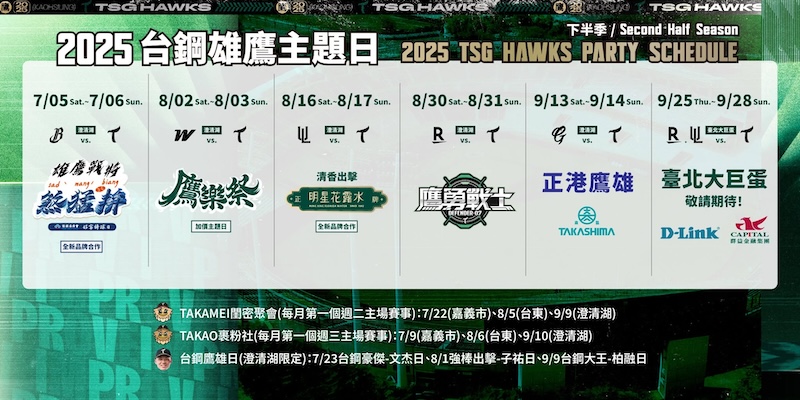 台鋼雄鷹2025下半季主題日