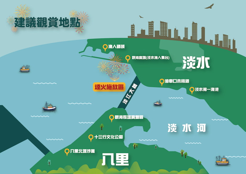 淡水漁人碼頭煙火建議觀賞地點