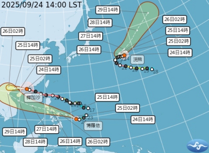 中央氣象署預測颱風路徑圖