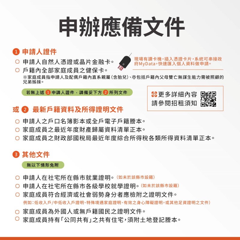 中央社宅申辦文件