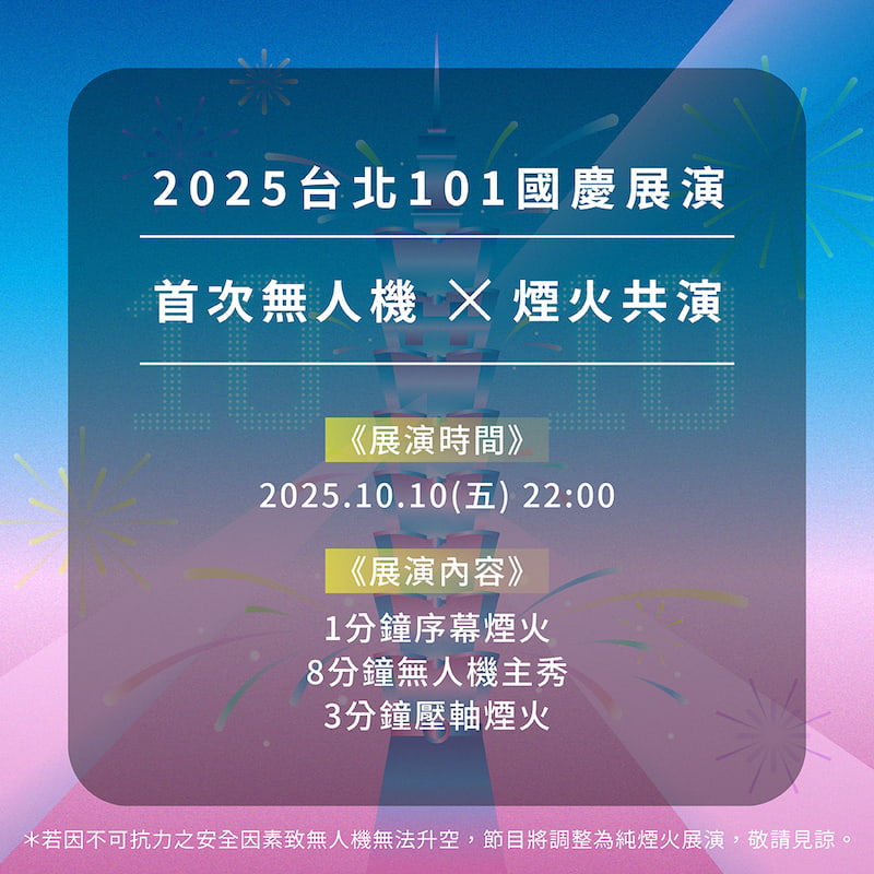 2025台北101雙十國慶煙火表演內容