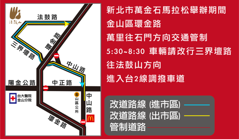 新北市萬金石馬拉松交通管制