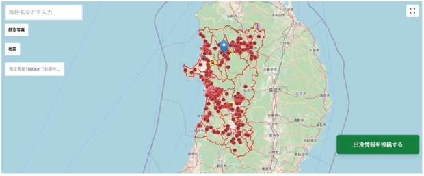 日本秋田縣熊出沒地圖