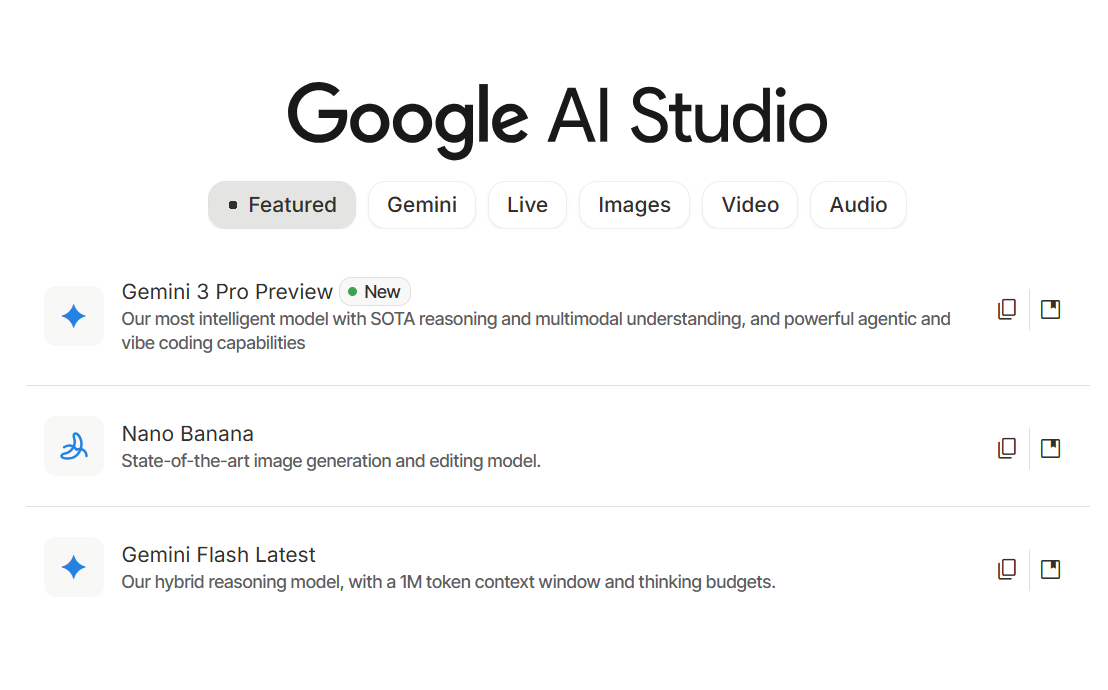 Google AI Studio Gemini 3 Pro Preview