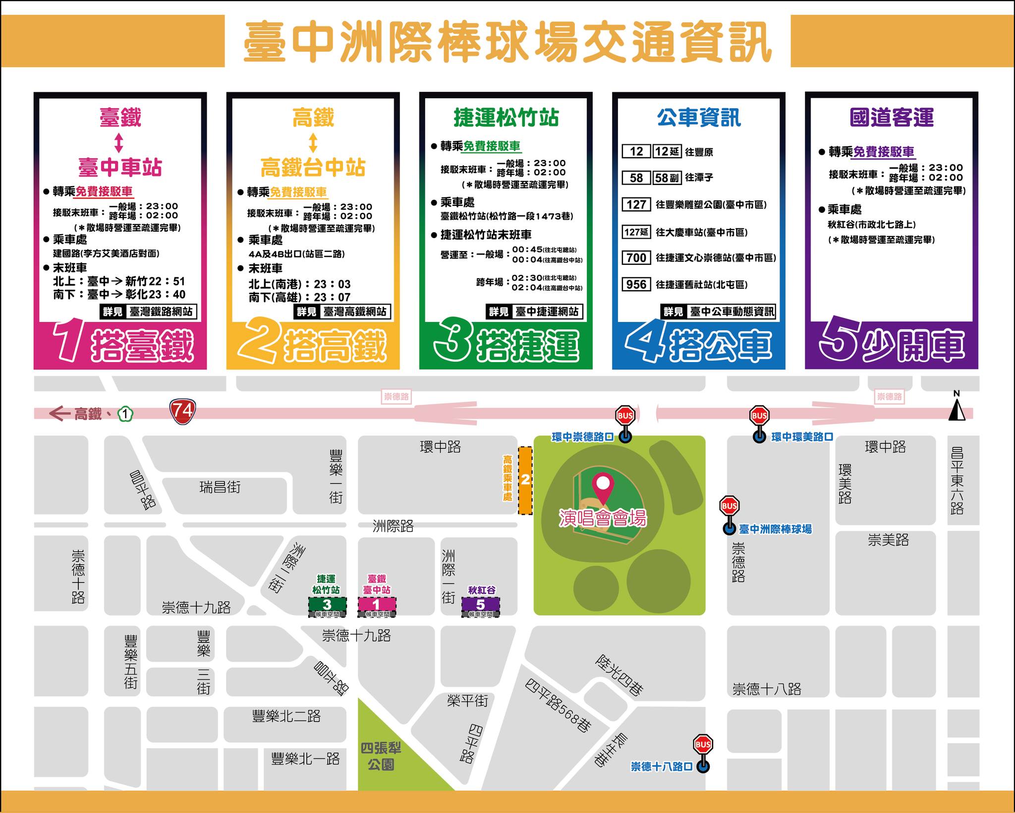 五月天演唱會台中洲際棒球場交通資訊