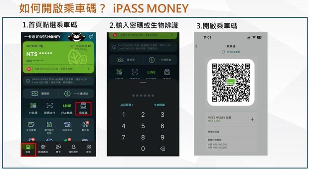 iPASS MONEY開啟乘車碼方式
