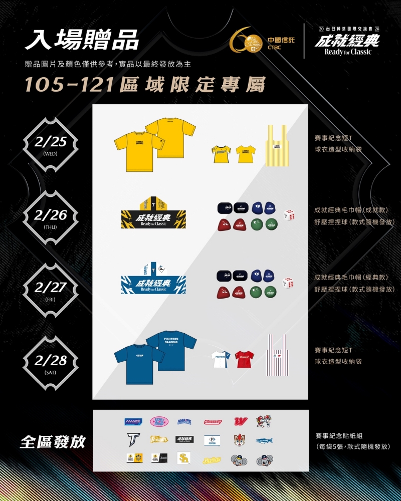 台日棒球國際交流賽入場贈品