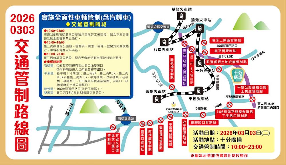 2026平溪天燈節十分場交通管制路線圖