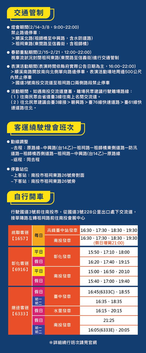 2026南投燈會交通管制資訊。