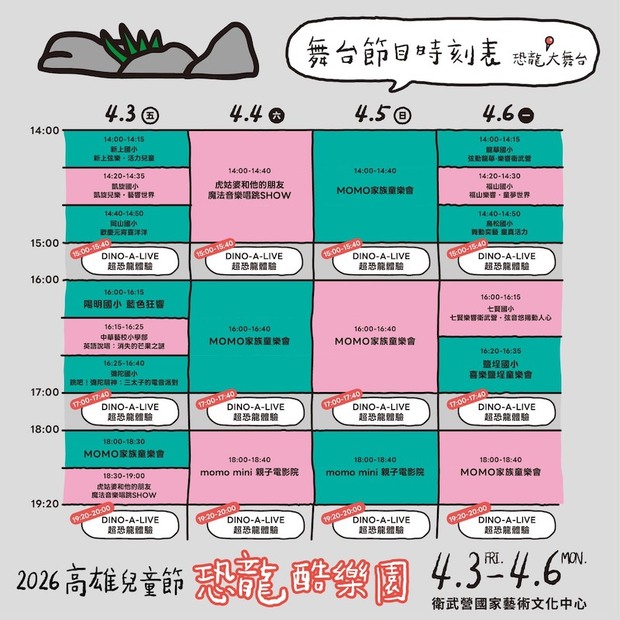 2026高雄兒童節舞台節目時刻表