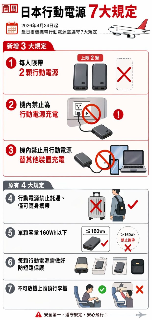日本搭機行動電源規定