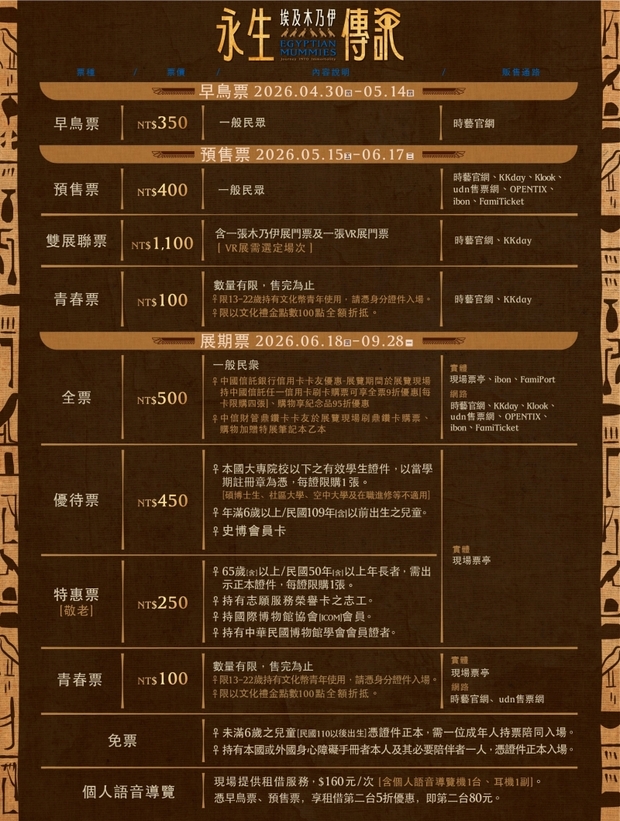 《埃及木乃伊—永生傳說》展覽門票