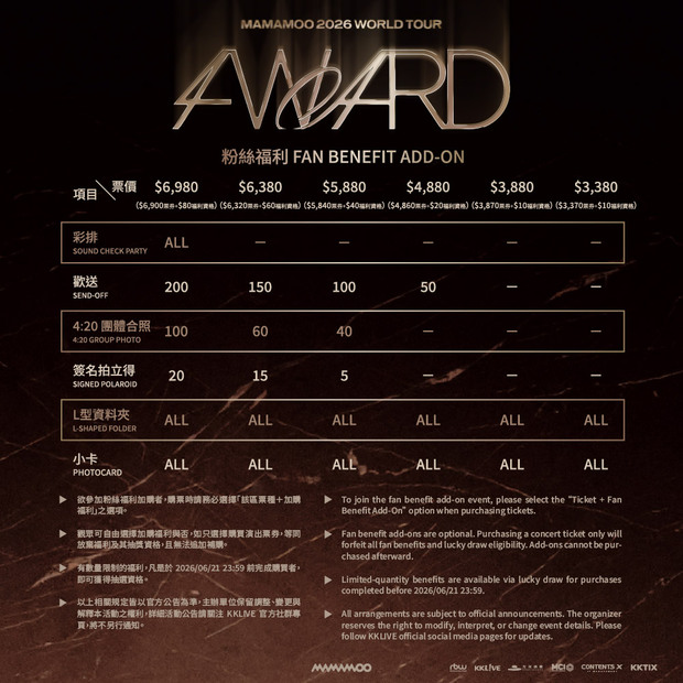 MAMAMOO演唱會粉絲福利