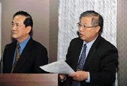 ■對於廖慶隆(右)遭撤換,高鐵認為廖慶隆長期以來熟稔高鐵合約,此時換將,高鐵公司又需要一段調適期。(左為林陵三) ■對於廖慶隆(右)遭撤換,高鐵認為廖慶隆長期以來熟稔高鐵合約,此時換將,高鐵公司又需要一段調適期。(左為林陵三)