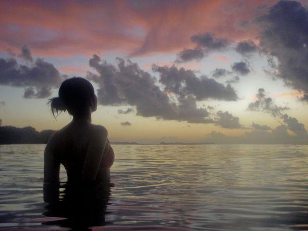帛琉的夕陽，不須修圖就是粉紅色