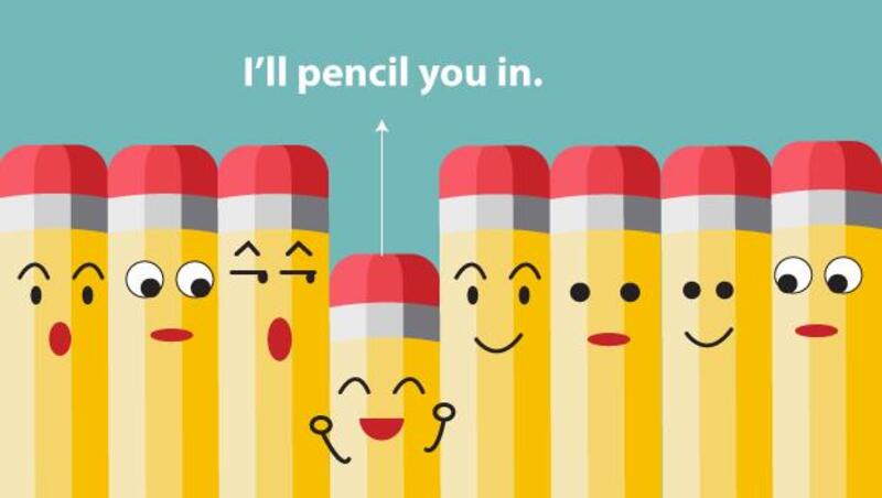 聽到同事說"I’ll pencil you in"，可別以為是要借筆給你，而是....