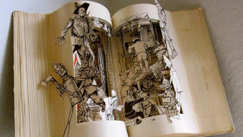 主角們都站起來了！有圖，美國雕塑家把二手童話書變立體雕刻書